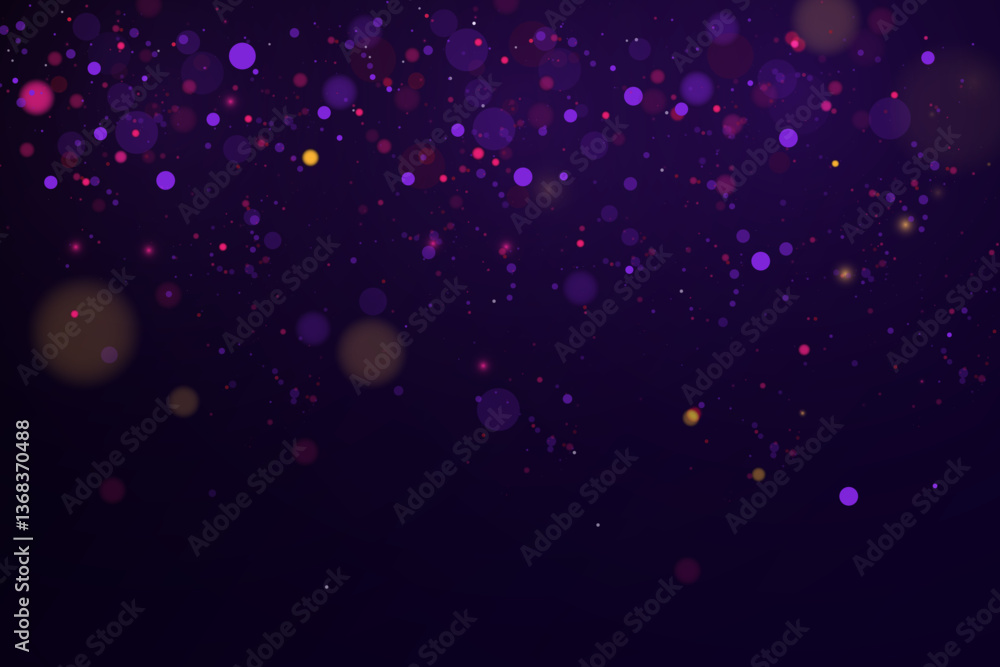 Poster Colorful purple bokeh effect.Texture background abstract Glitter and elegant for Christmas. Dust white. Sparkling magical dust particles. Magic concept. Vector