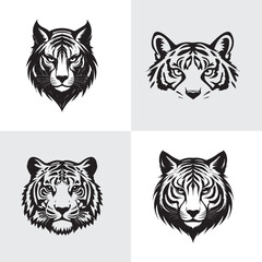 Fototapeta premium Tiger heads in black and white