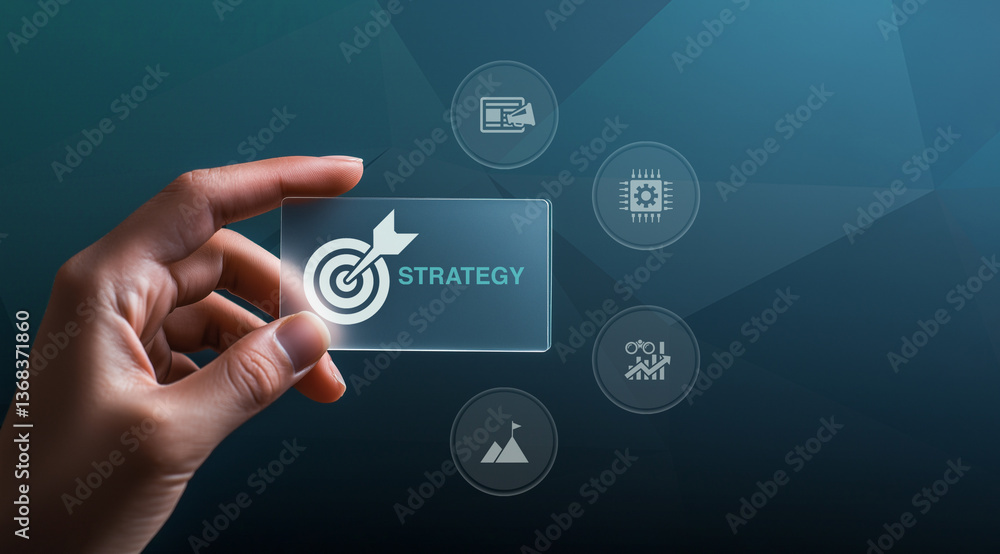 Aufkleber a professional interacts with a digital interface focusing on strategic planning, highlighting the i
