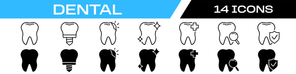 dental icon. Tooth icon set