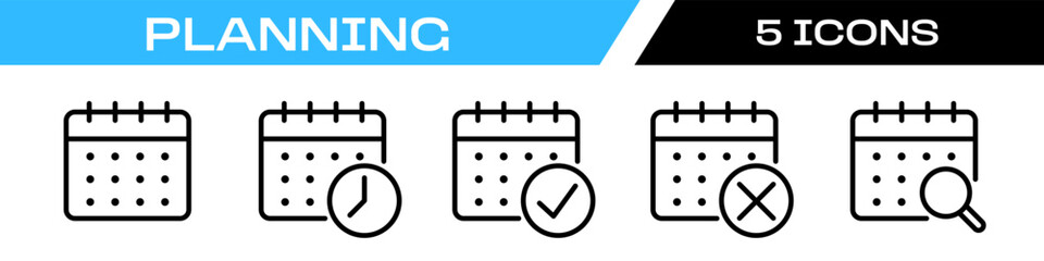 planning icon. Schedule icon set.