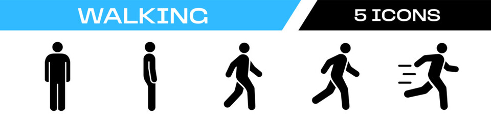 walking icon. run icon set