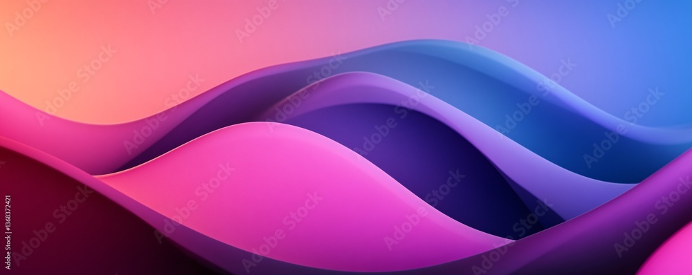 Poster Colorful abstract waves flowing smoothly in gradient background