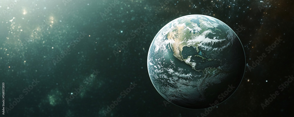 Poster planet earth rotating in space with north america visible