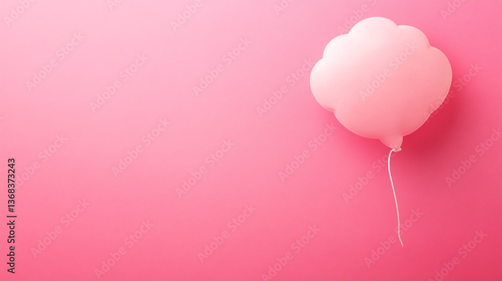 Fototapete pink thought bubble balloon floating on pink background with copy space