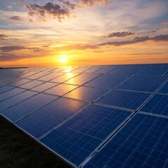 Solar panels renewable energy sunset reflection