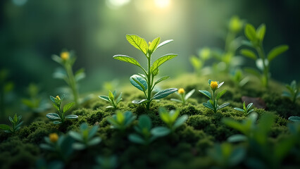 Obraz premium New life sprouting forth in a lush environment