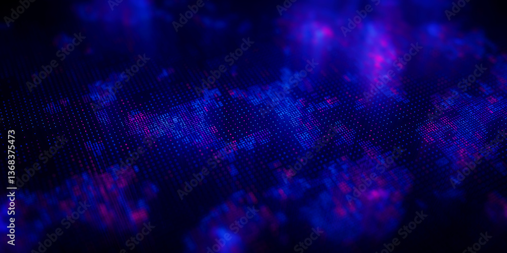 Poster Big Data clusters complex graph. Quantum computing patterns. Cyber space of AI technology neural connections. Futuristic graph. Digital information presentation. 