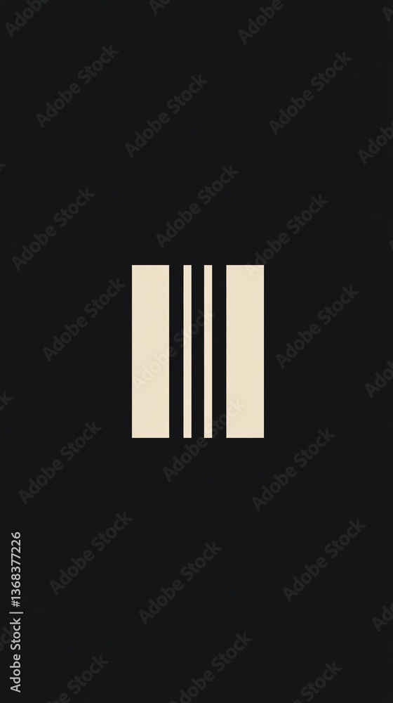 Poster minimalist dark background with beige stripes creating illusion of depth