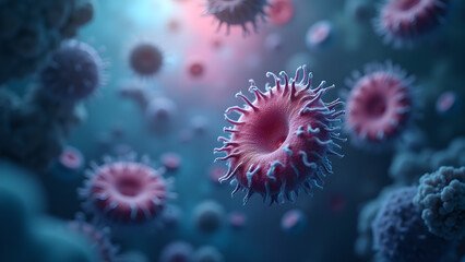 Fototapeta premium Abstract Microscopic Cellular Structures Rendering