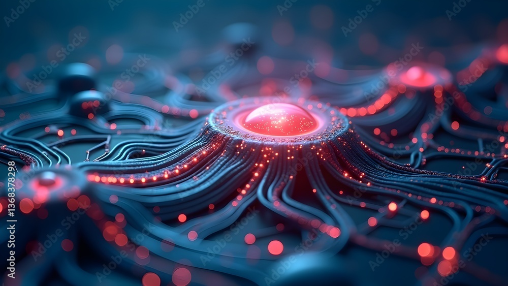 Poster abstract neural network illustration showcasing artificial intelligence and technology advancement.