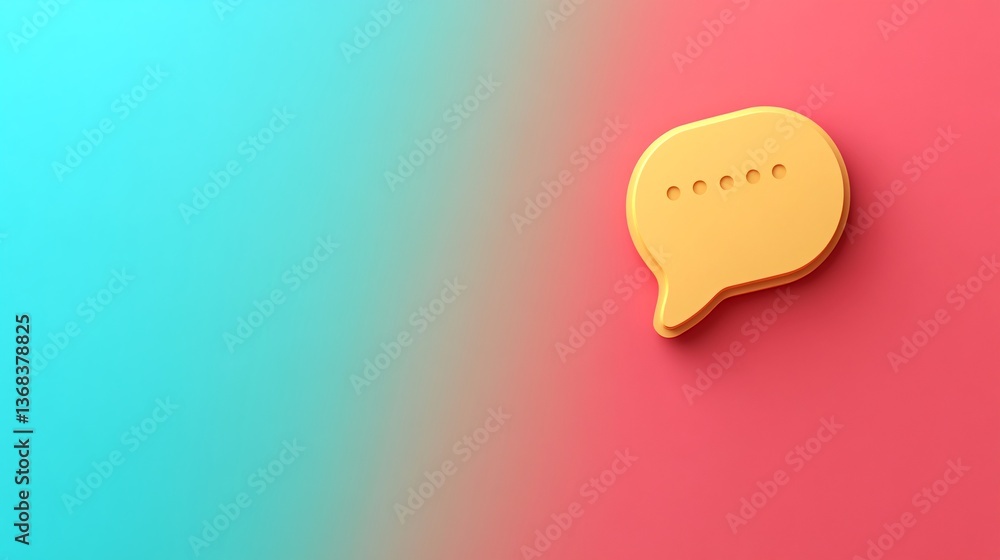 Poster yellow speech bubble communicating on gradient background
