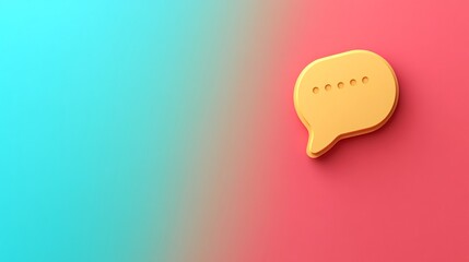 Yellow speech bubble communicating on gradient background