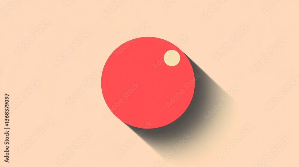 Aufkleber red sphere casting long shadow on peach background