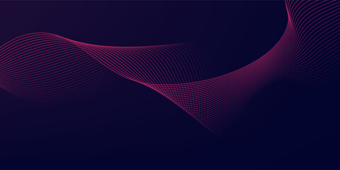 Dark blue abstract background with glowing red wave lines. futuristic background Modern concept technology. Vector illustration