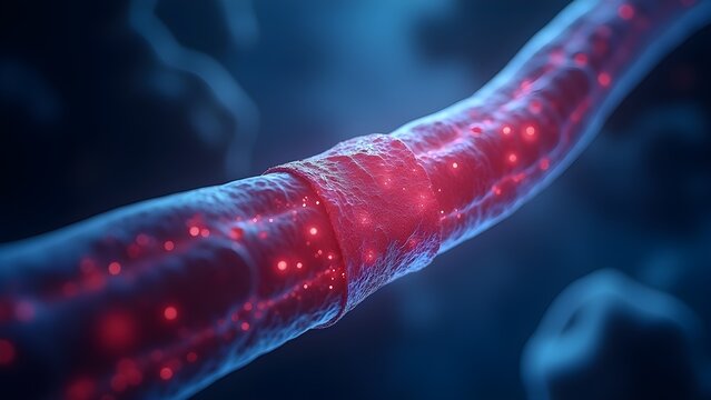 Close-up of a Blood Vessel with Red Blood Cells for Medical and Scientific Visualizations