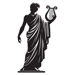 Glistening Apollo silhouette, revered in Olympus - Apollo illustration - Apollo vector - Greek god silhouette

