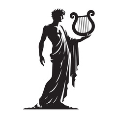 Luminous Apollo silhouette, the chariot driver of the sun - Apollo illustration - Apollo vector - Greek god silhouette

