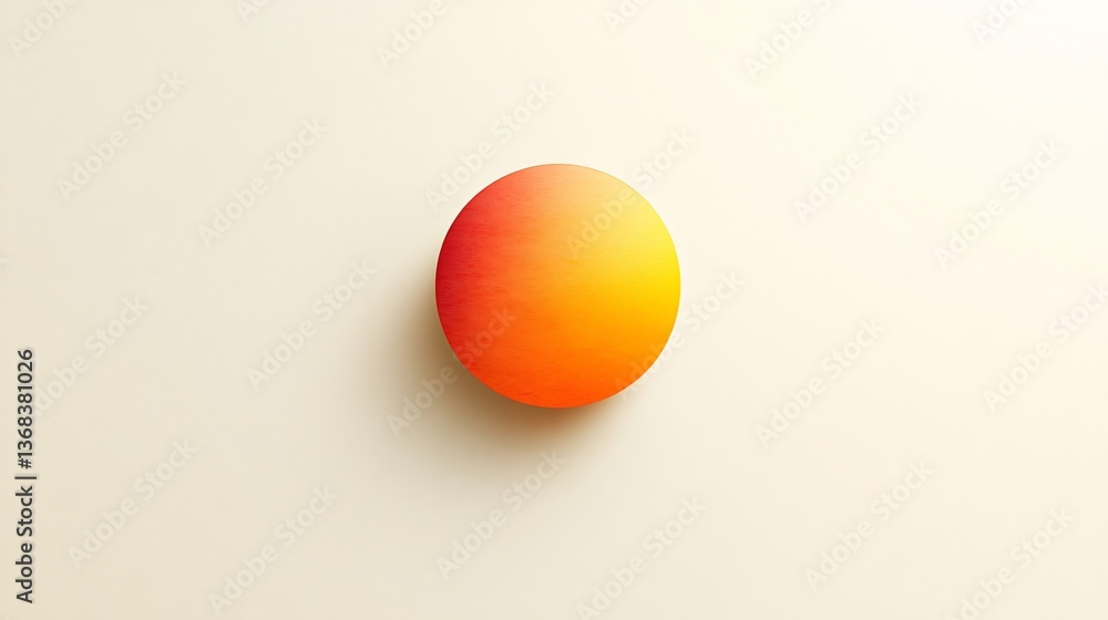 Poster bright gradient sphere representing sun or other celestial body on plain background
