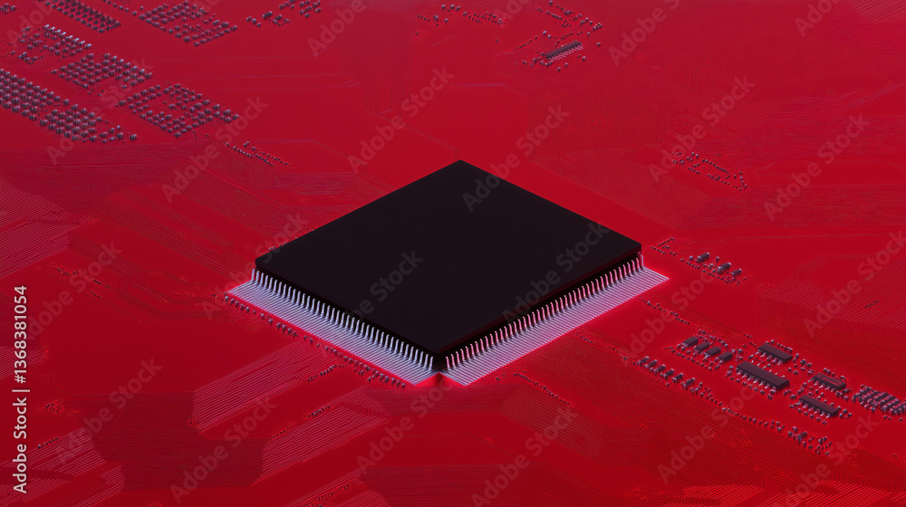Poster tech's core: an up-close view unveils a central processing unit (cpu) on a sleek, circuit board that