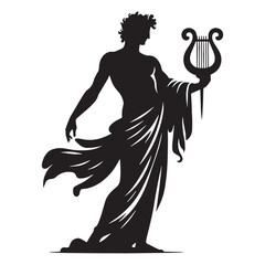Timeless Apollo silhouette, the god of prophecy - Apollo illustration - Apollo vector - Greek god silhouette

