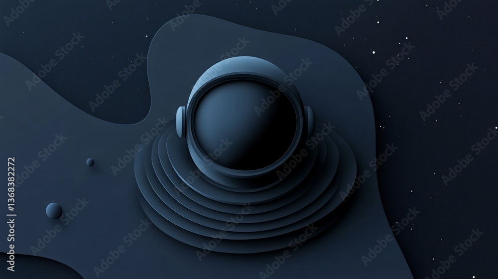 Aufkleber Astronaut helmet floating in space with planets and stars in background