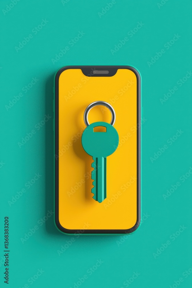 Aufkleber floating key unlocking secure mobile banking app