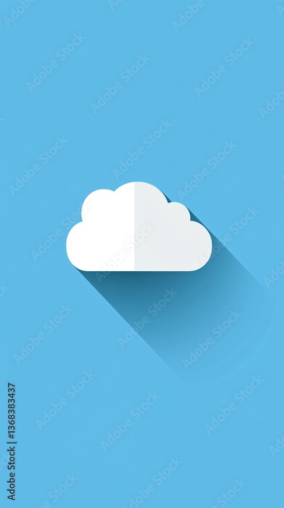 Aufkleber white cloud computing icon casting long shadow on blue background