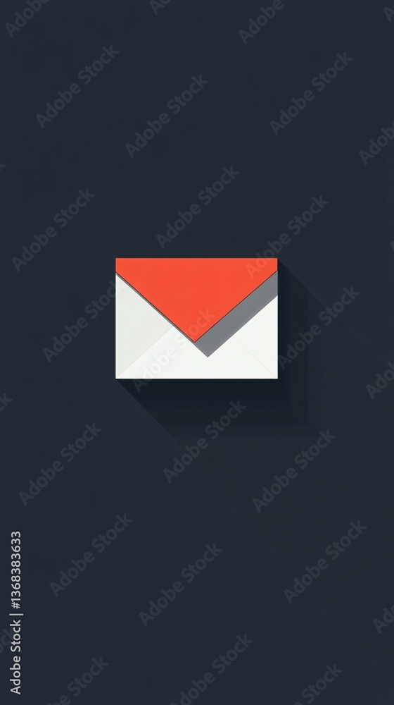 Poster closed envelope casting long shadow on dark background
