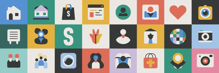 Modern flat style vector icon sheet – Perfect for business, finance, and lifestyle-related websites