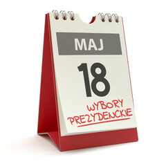 Wybory prezydenckie - kalendarz 18 maj, ilustracja 3D 