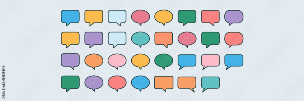 Poster vector sheet with various speech bubbles and text – perfect for infographic designs, visual communic