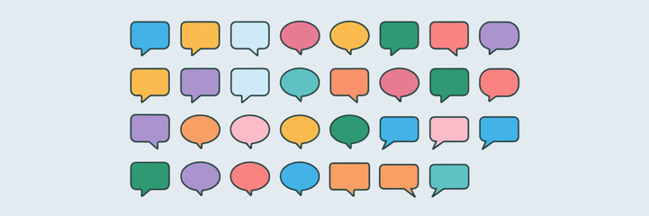 Vector sheet with various speech bubbles and text – Perfect for infographic designs, visual communication, or speech-related branding.
