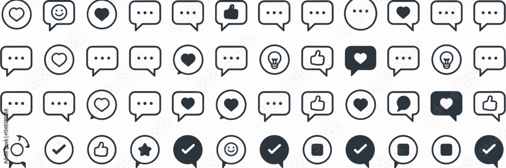 Poster vector sheet icon with various speech bubbles and symbols – perfect for user interface design, inter