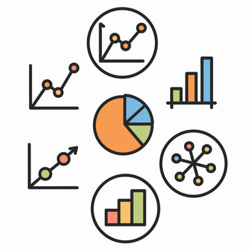 Vector icon sheet of various graphs &ndash; Perfect for data visualization, business analysis, or presentation design.