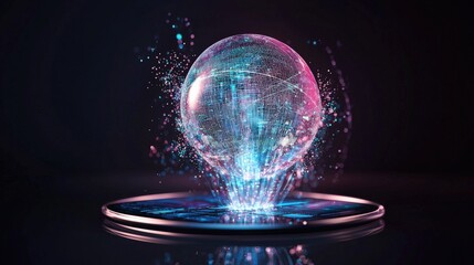 Futuristic tablet projecting holographic business data analysis