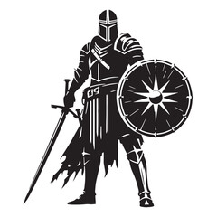 Fototapeta premium Mighty Ares silhouette, the warrior deity - Ares illustration - Ares vector - Greek god silhouette