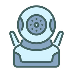 Robot CCTV filled outline icon. cctv color line illustration.