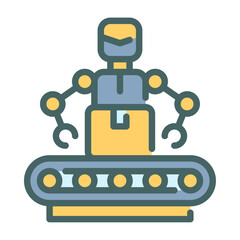 Robot Worker filled outline icon. Robot Worker color line illustration.
