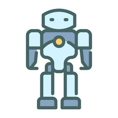 Humanoid Robot filled outline icon. Humanoid Robot color line illustration.
