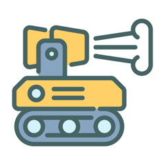 Fire Fighting Robot filled outline icon. Fire Fighting Robot color line illustration.