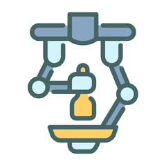 Robot Kitchen filled outline icon. Robot chef color line illustration.
