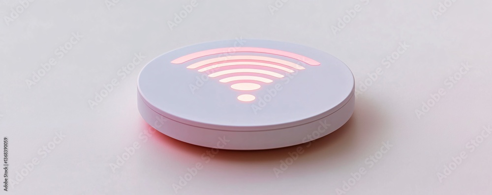 Poster wireless network symbol glowing on white surface