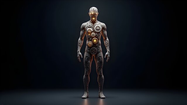 Humanoid Robot with Gears and Cogs: A Blend of Technology and Anatomy