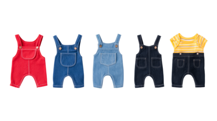 Colorful baby overalls set, cute clothing apparel, child fashion , cut out transparent