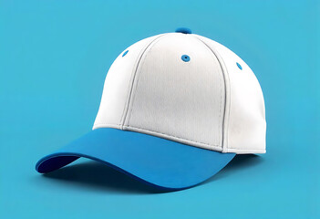 Fototapeta premium Baseball Cap Mockup Isolated on Blue Background
