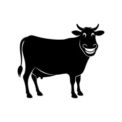 Cow with a big smile silhouette illustration