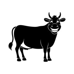 Cow with a big smile silhouette illustration