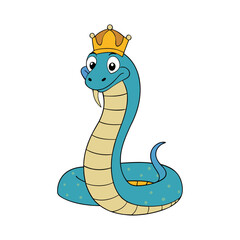 Fototapeta premium Cute king cobra cartoon vector illustration