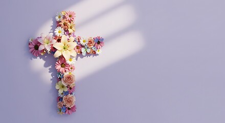 Floral cross easter background christian symbol spring flowers religious design